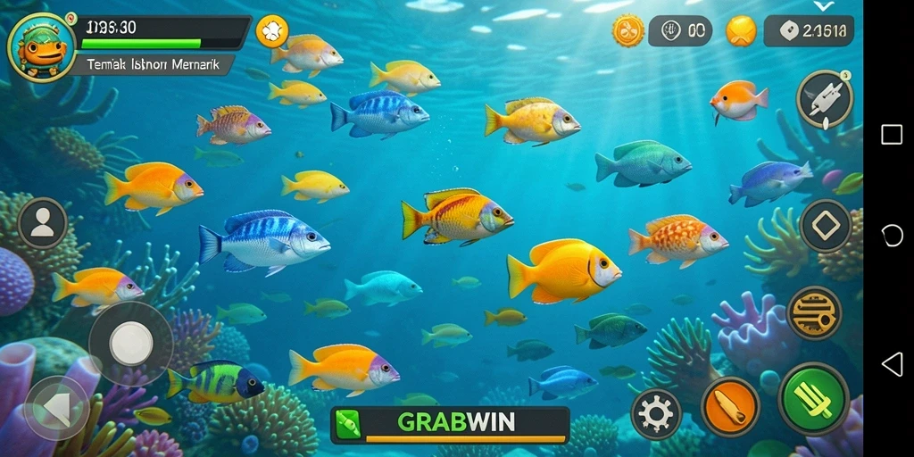 Tampilan seru gameplay Tembak Ikan di GRABWIN.