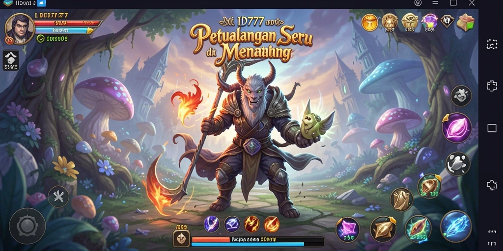 Tampilan gameplay seru dalam ID777 saat menjelajahi dunia fantasi.