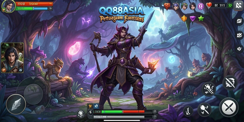 Screenshot gameplay QQ88ASIA menampilkan karakter utama dalam aksi petualangan yang menegangkan.
