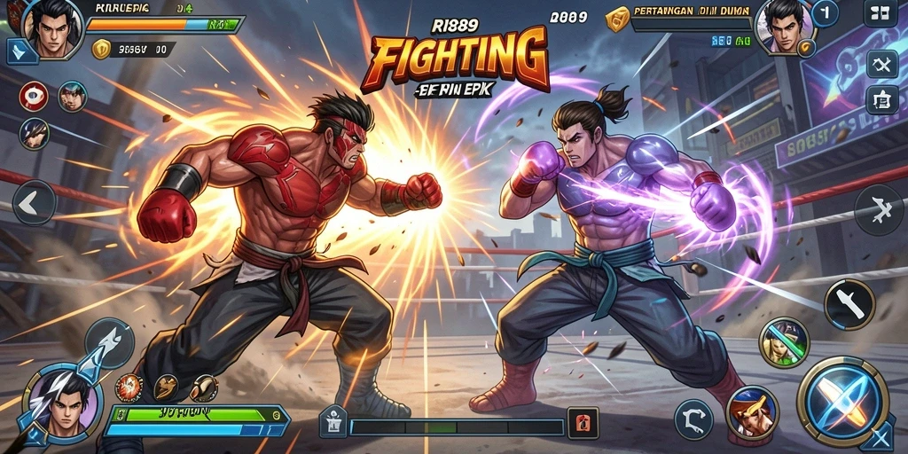 Tampilan gameplay Fighting yang intens dan menegangkan di RI889.