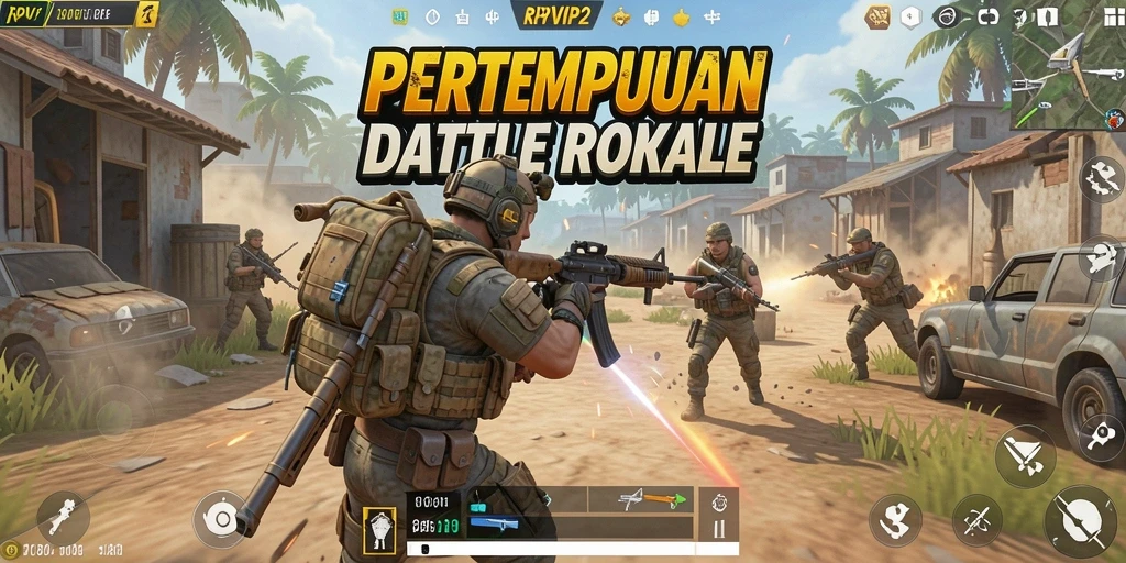 Tampilan gameplay RPVIP2 dengan aksi seru di arena Battle Royale.